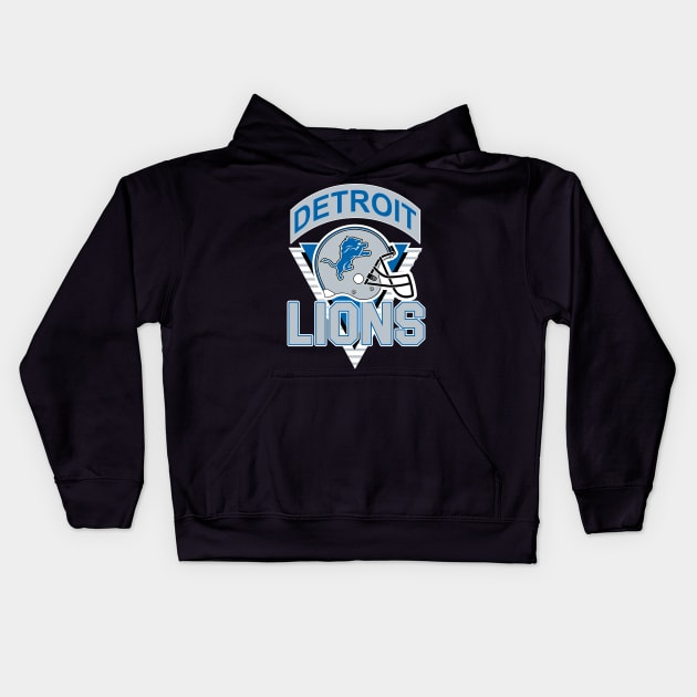 Vintage Retro Detroit Lions Kids Hoodie by natearmbruster